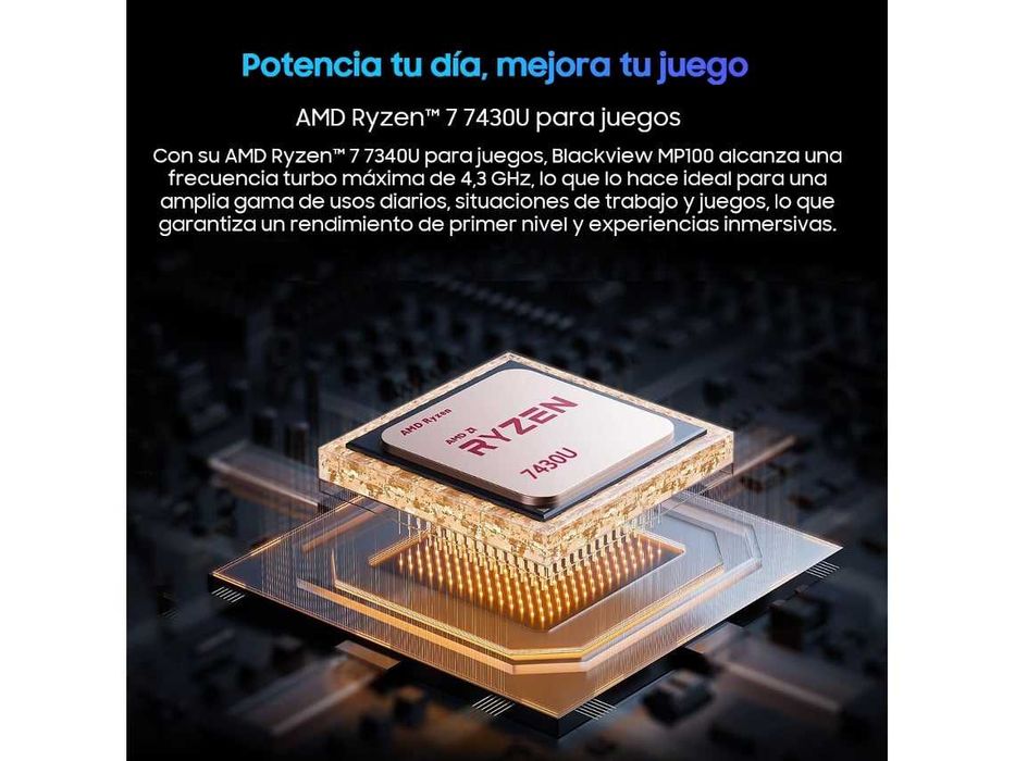 Mini PC Blackview Mp100 com AMD Ryzen 5 7430u, 16 GB, 512 GB, Wi-Fi 6, Windows 11 Pro