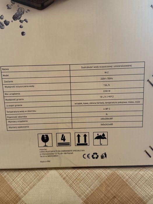 Dystrybutor wody oczyszczonej i zmineralizowanej