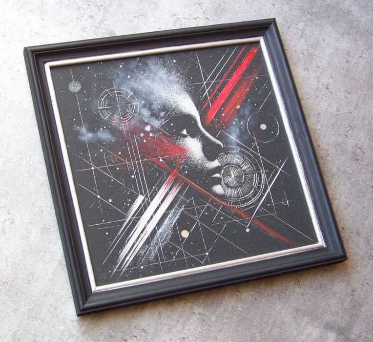 Obraz ręcznie rzeźbiony w blasze oprawiony w ramie... Grawer