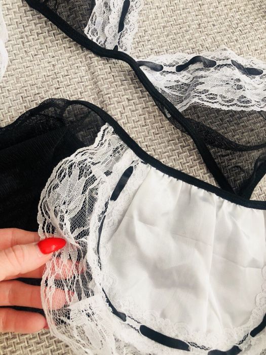 Strój pokojówka sexy zabawa eeotyczne przebranie S