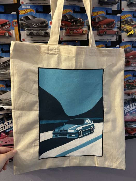 Ręcznie malowana torba płócienna z BMW