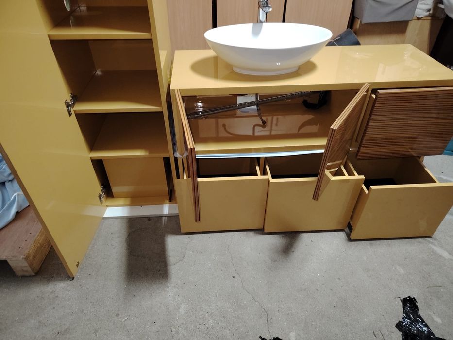 Conjunto de Móveis de Casa de Banho Moderno + Lavatório + Coluna