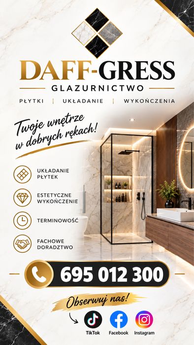 Kompleksowe wykończenia wnętrz Glazurnik Płytkarz Mega Format