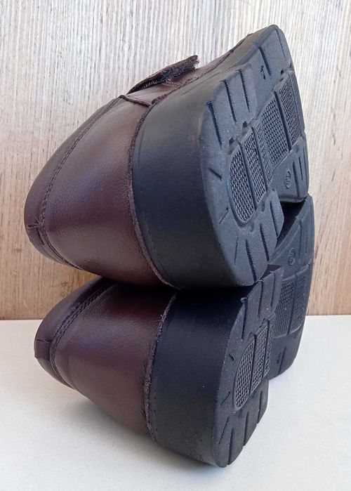 Німецькі шкіряні чоловічі туфлі коричневі на липучках весна осінь р 44