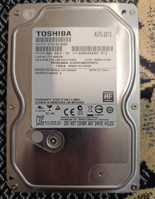 Жесткий диск 3.5 (Винчестер) HDD 500Gb TOSHIBA sata