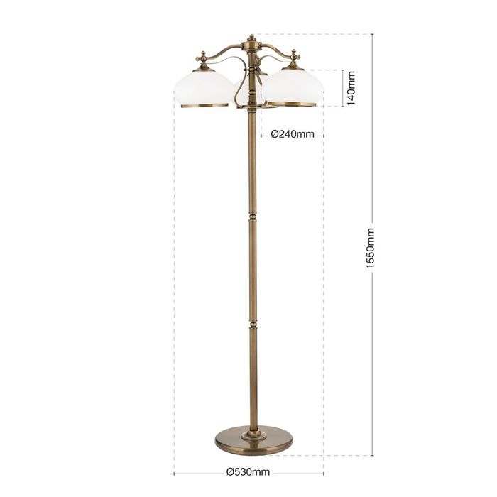 Lampa podłogowa, mosiężna, patyna