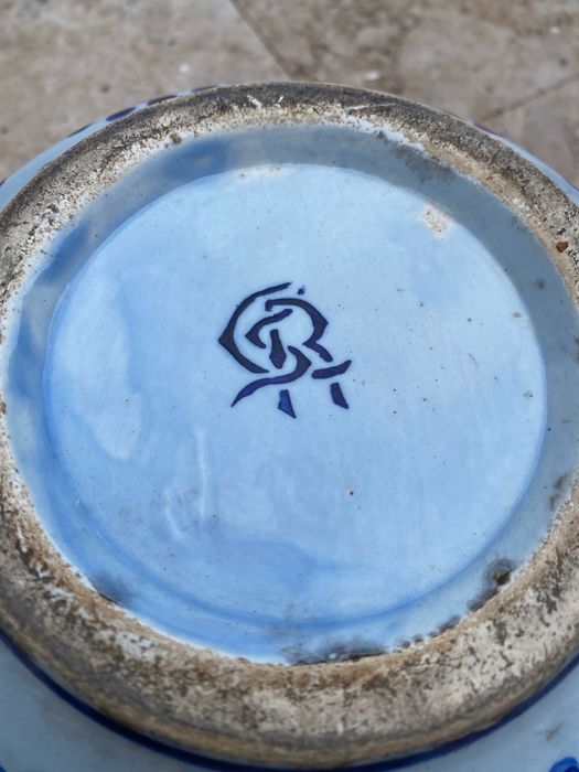 Vaso Cachepot Caldas da Rainha 22 cm Séc XIX Assinado Marcado