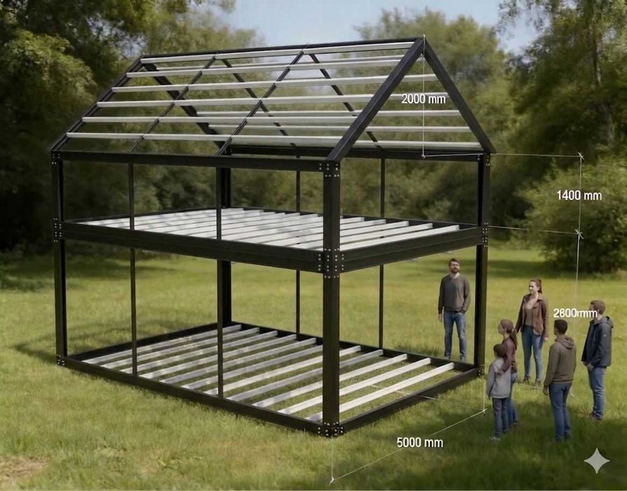 Systemowa Konstrukcja Dwupoziomowa 70 m² – Antracyt Premium (5x7 m)