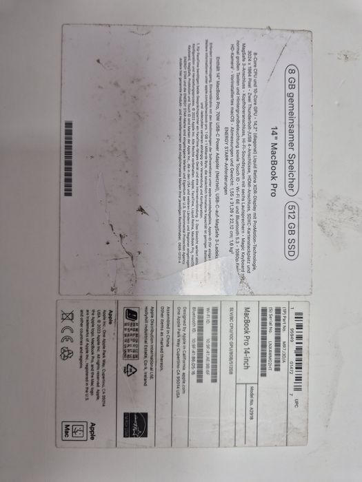 Apple MacBook Pro 14 A2918 M3 8GB 512GB SSD 14,2" Liquid Retina 2023