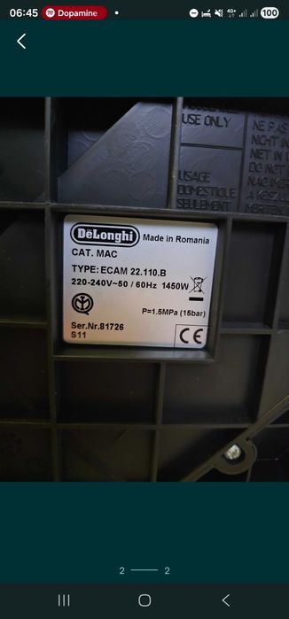 Ekspres do kawy, ekspres ciśnieniowy DeLonghi Magnifica S ECAM 22.110.