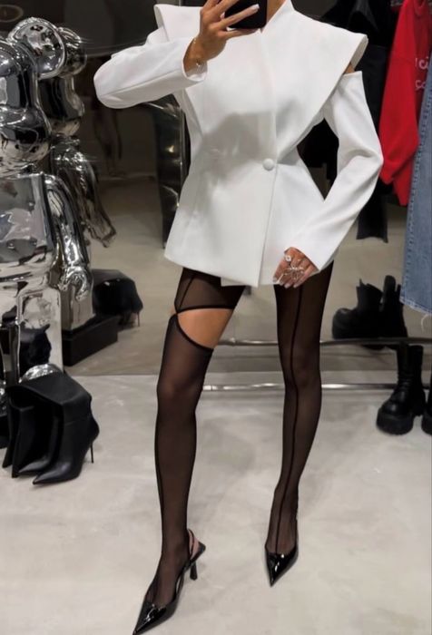 Лосини колготи сітка міцна чорні капронові штрипки дірка