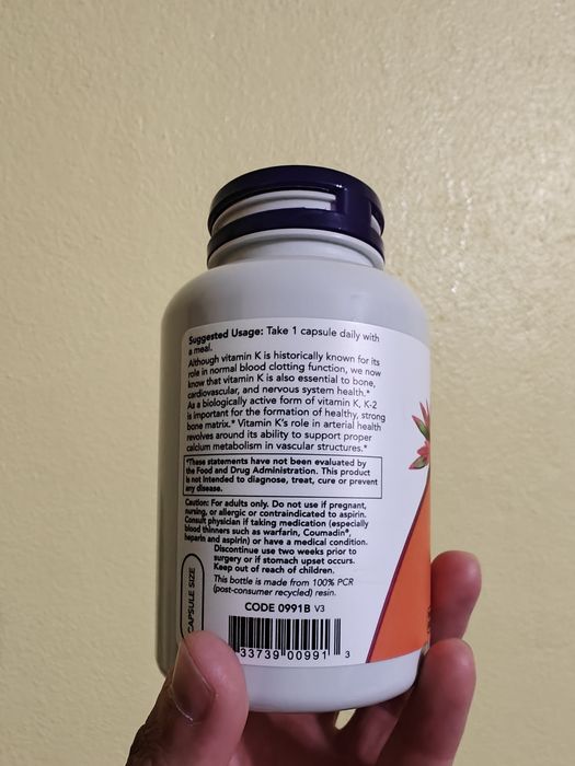 Vitamina K2 NowFoods 250 cápsulas