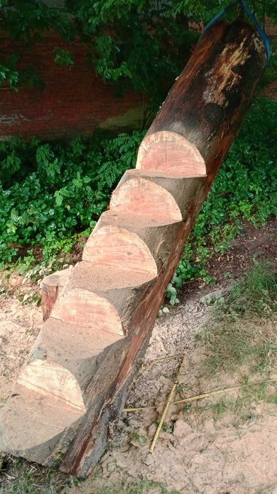 Wielkie Schody drewniane bukowe  do domku z drewna/z bali z 1 pnia