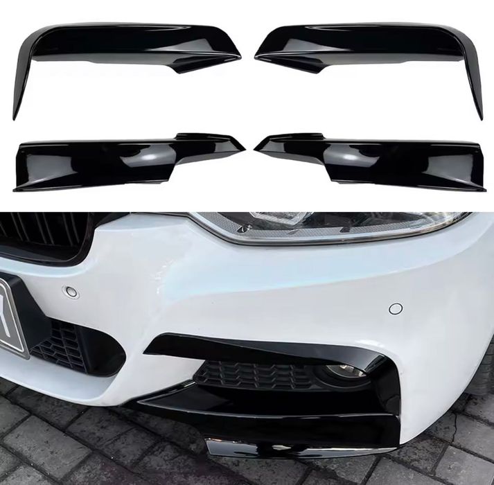 Накладки на передний бампер BMW F30 жабры усы обвес БМВ Ф30 зябра