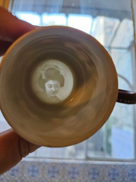 Serviço de chá japonês vintage Geisha lithophane completo