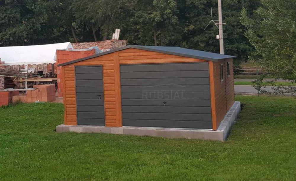 Garaż Blaszany Blaszak 5x7 Dach dwuspadowy drewnopodobny MONTAŻ GRATIS