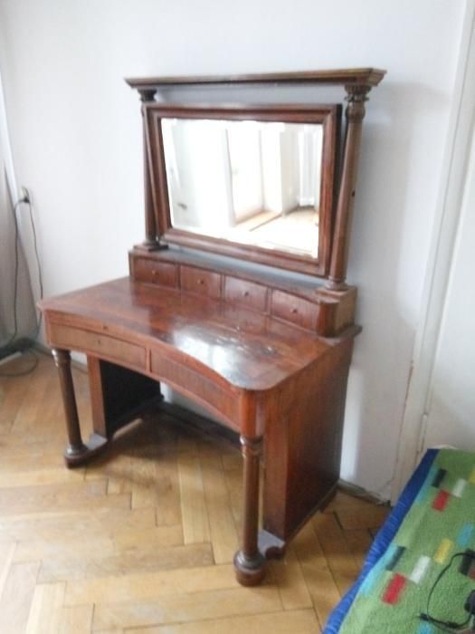 toaletka empire biurko z kryształowym lustrem oryg pocz XIX w antyk