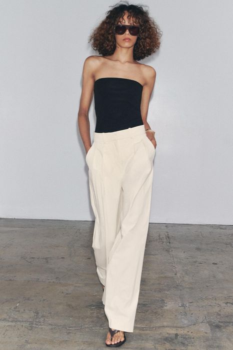 Брюки штани з защіпами білі ZARA