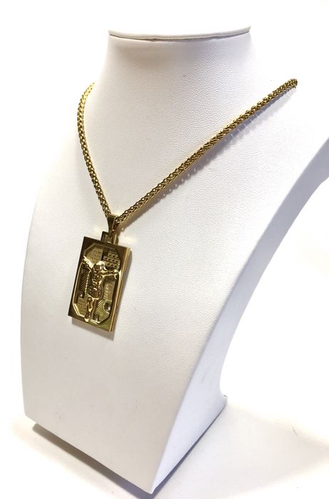 Złoty męski łańcuszek z zawieszką w 3D•pozłacany ogniowo próba 585 14K