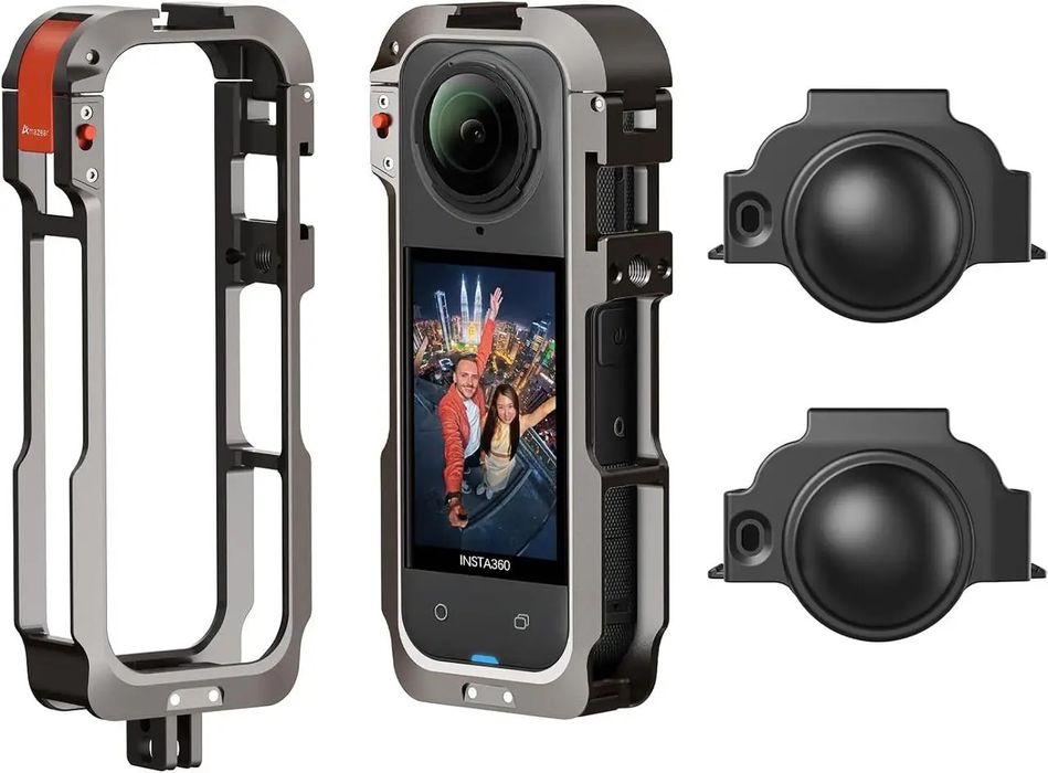 Металевий кейс Amazear для Insta360 X5, захисна cage-рамка легкосплав.