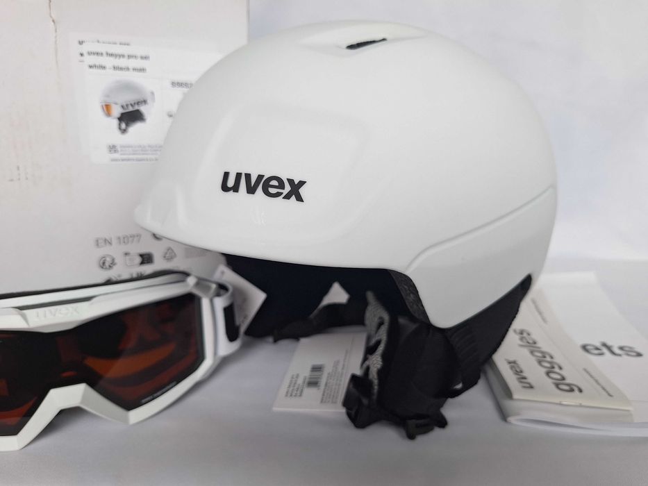 Kask narciarski juniorski Uvex Heyya Pro Set White Black Mat M 54-58cm