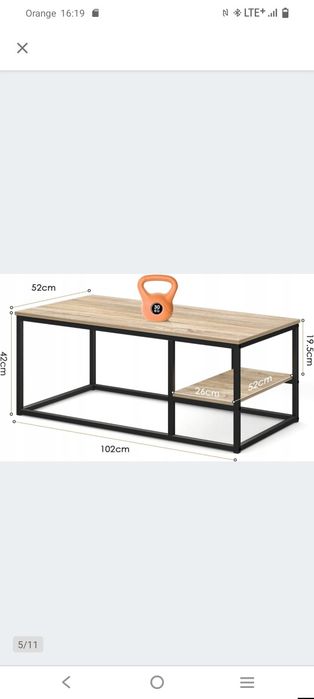 INDUSTRIALNY Stolik kawowy ława VOWNER prostokątny 102x52x42cm