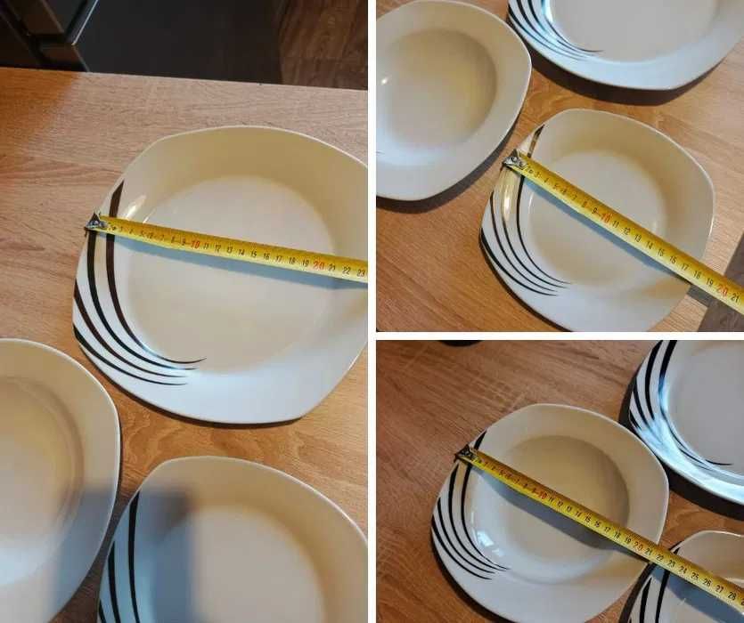 Serwis Obiadowy na 6 osób, Zestaw biały Kwadratowy 18 sztuk, MISOLI