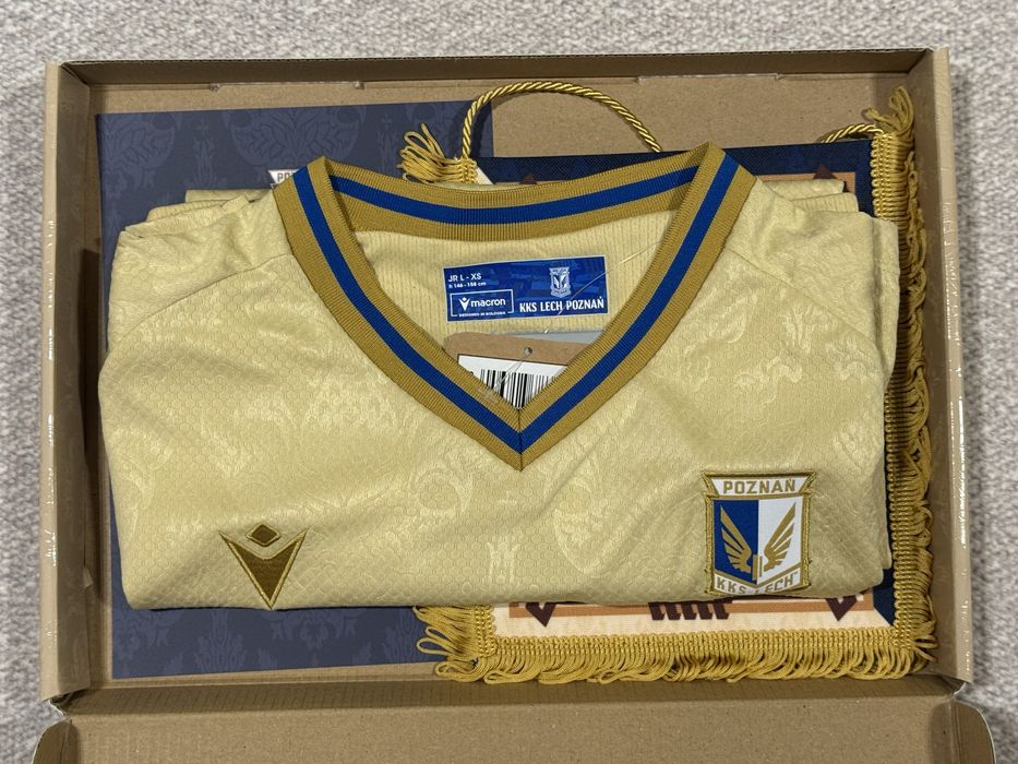 Limitowana kolekcjonerska koszulka Lech Poznań złota dziecieca r L
