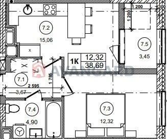 1-кімнатна квартира за адресою вул. Морозна (площа 38 м²) - Atlanta.ua - фото 3