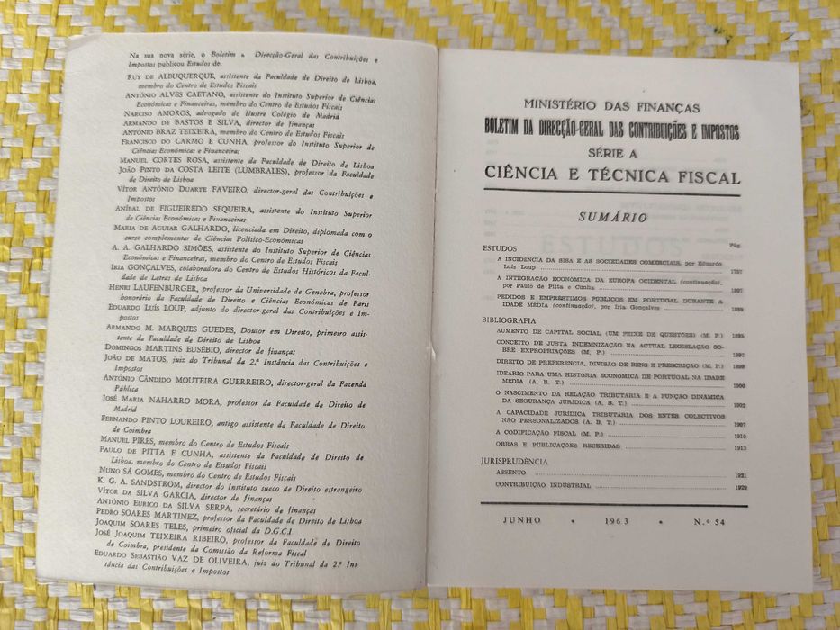 Ciência e Técnica Fiscal – Ano - 1963
Boletim da –DGCI