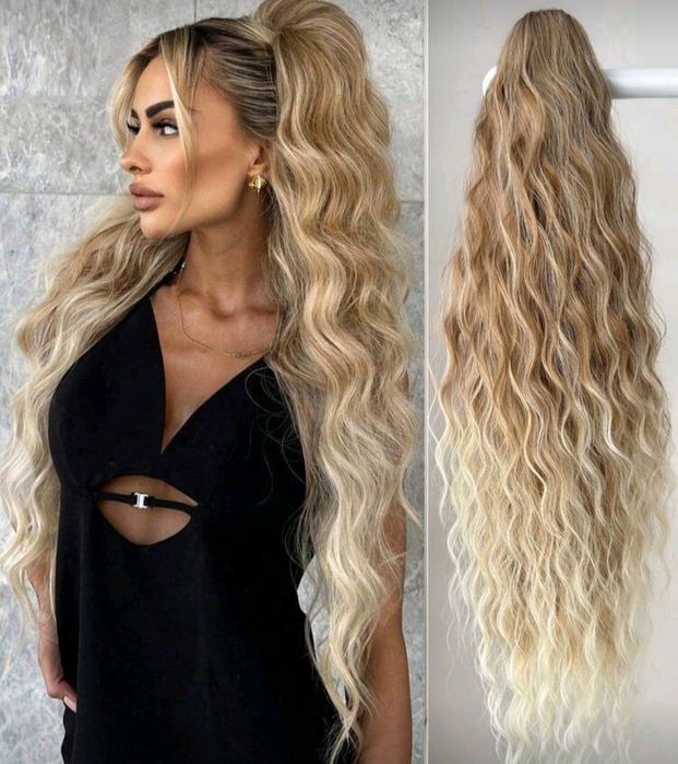 Kucyk na klamerce 66 cm blond ombre. Nowe. Polecam.