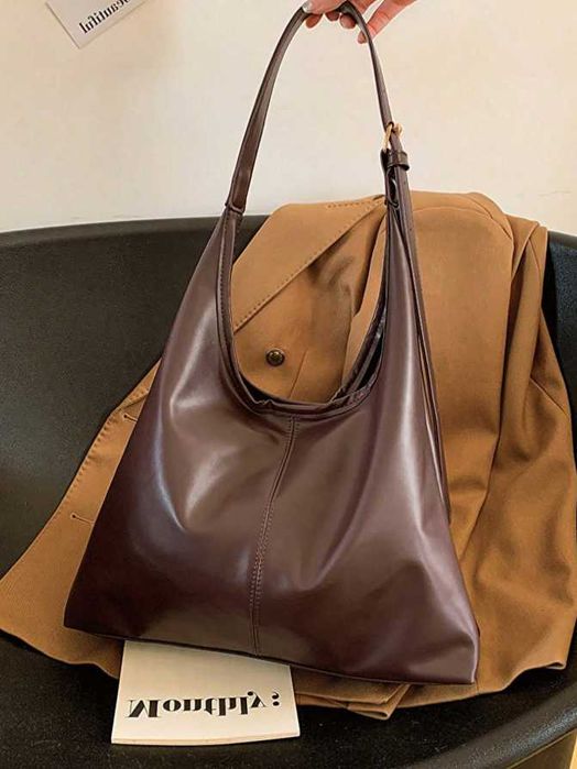 Brązowa Torebka Modna Pojemna Damska A4 do Pracy Szkoły Duża Stylowa Skórzana na Ramię Shopper Hobo Crossbody na Lato Zimę Klasyczna