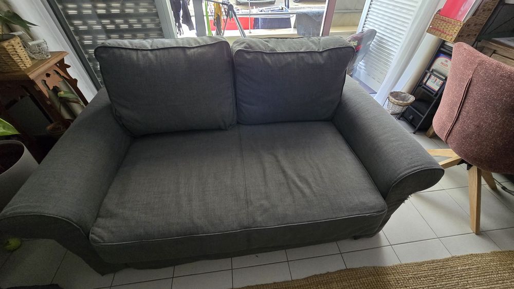 Sofá cama tecido cinzento