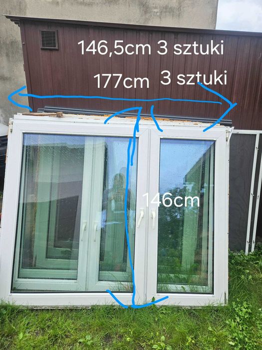 Okna PCV używane białe dwuskrzydłowe 100 zł/szt – różne wymiary, okazja!