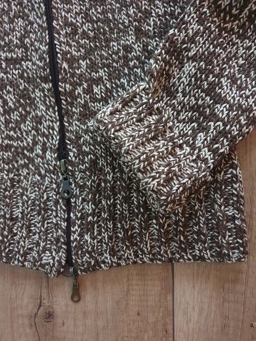 Sweter golf damski Oversize brązowy biały melanż