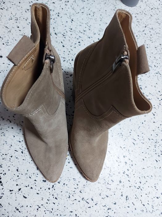 Skorzane botki/kowbojki, damskie r. 38