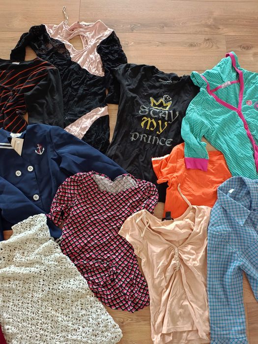 mega paka zestaw ubran damskich vintage retro 36S 38M koszulki bluzki