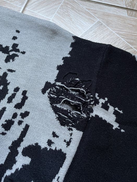 Свитер Grunge Distressed Knitted Sweater Glitch Art Style Gothic L