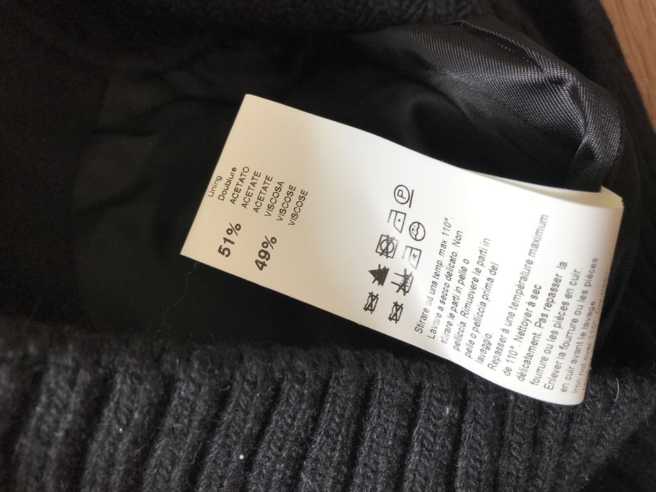 PINKO nowa czarna kurtka jesionka wełniana sztuczne futro S