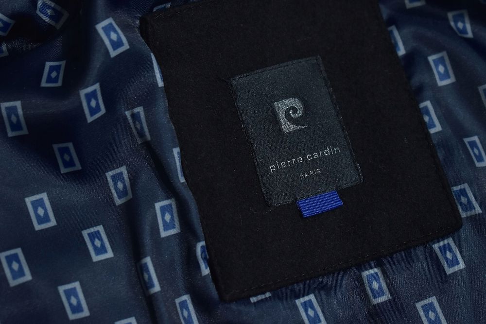 Pierre Cardin Czarny Wełniany Ocieplany Płaszcz Męski 24