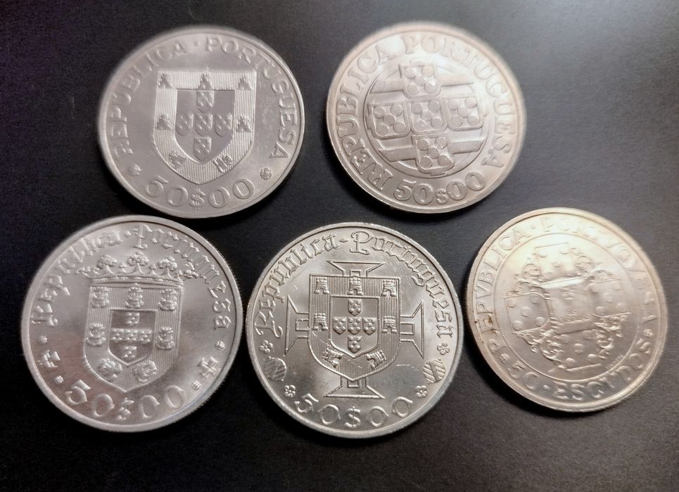 Lote completo moedas 50 escudos prata