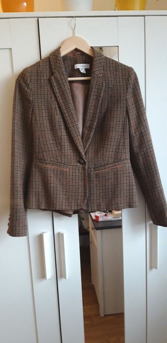 Żakiet brązowy w kratkę