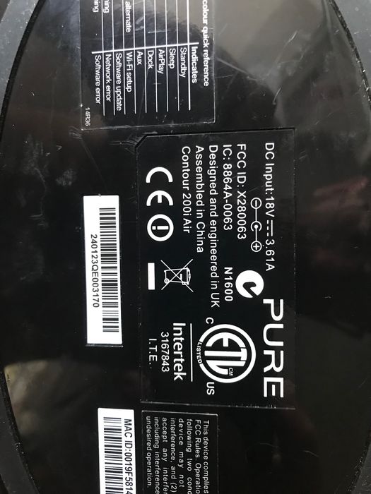 Głośnik Pure Contour 200I Air - stacja dokująca iPhone lightning