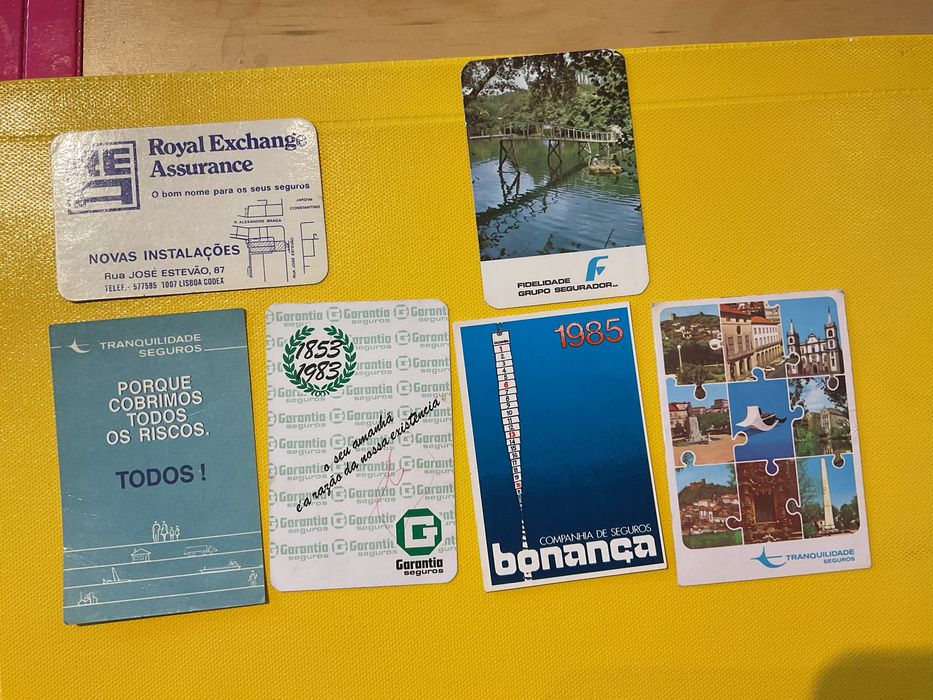 Conjunto de calendarios anos 80, bancos, seguradoras e publicidade PT