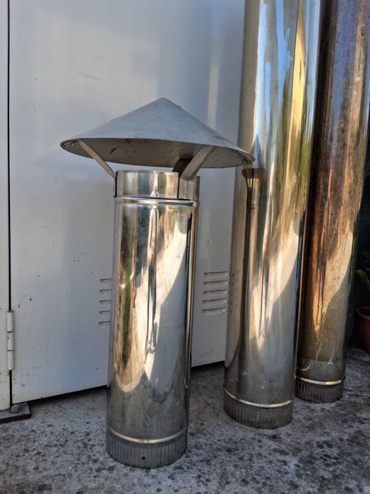 Conjunto 2 tubos + chapéu chaminé D150mm