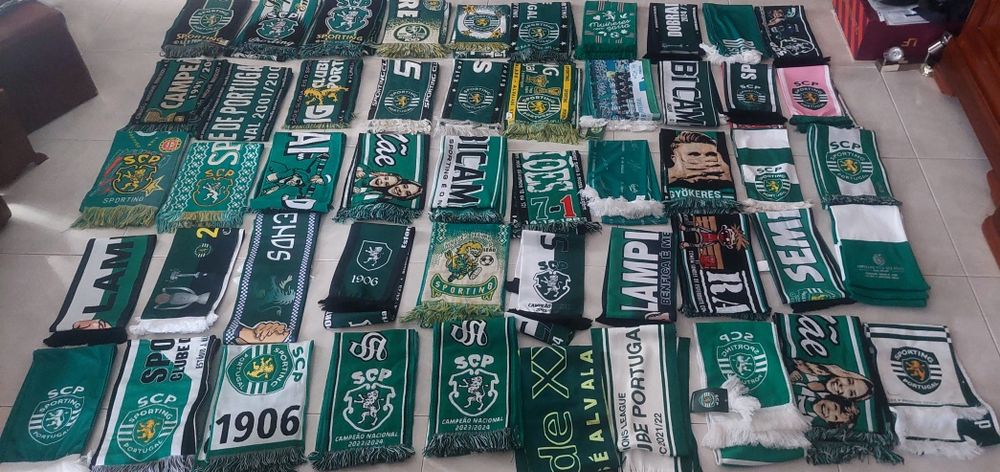 Lote de 60 bufandas, echarpes sporting clube de Portugal