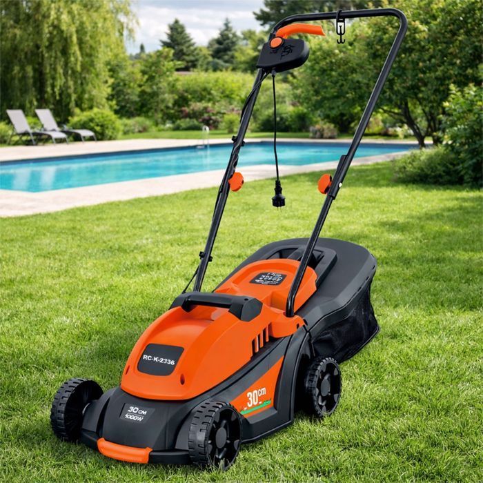 Kosiarka Elektryczna 1000W 30cm Z Koszem 35L Do Trawy Ogrodowa