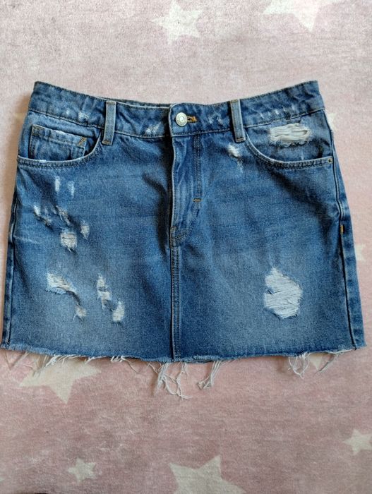 Spódnica jeansowa z przetarciami Zara r M