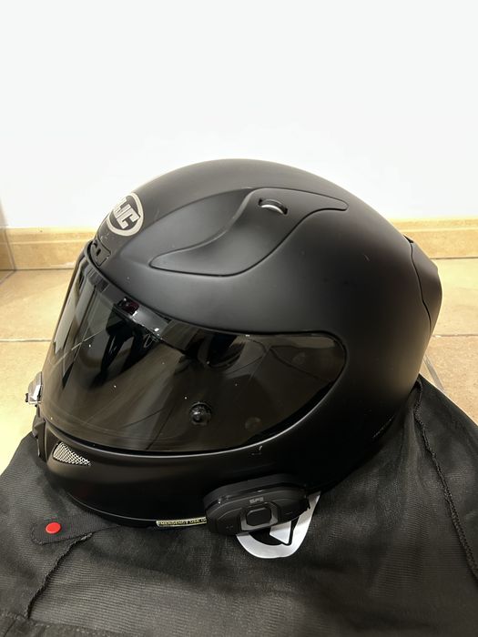 Capacete HJC -RPHA11 preto mate com intercomunicador e viseiras extra