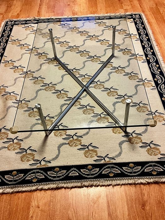 Mesa de centro em vidro e metal cromado – HABITAT (120x70 cm)